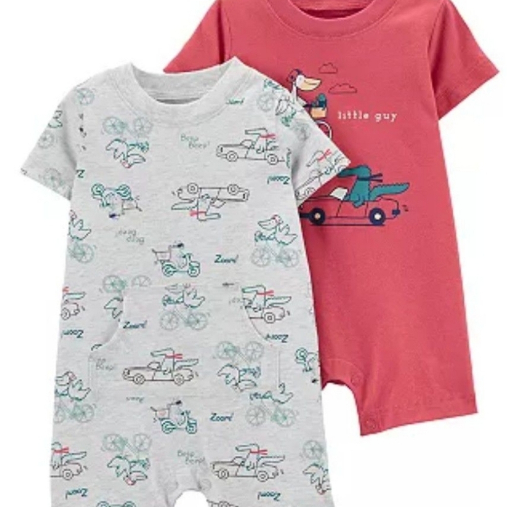 2 pack boys romper set 6 mo and 9 mo available